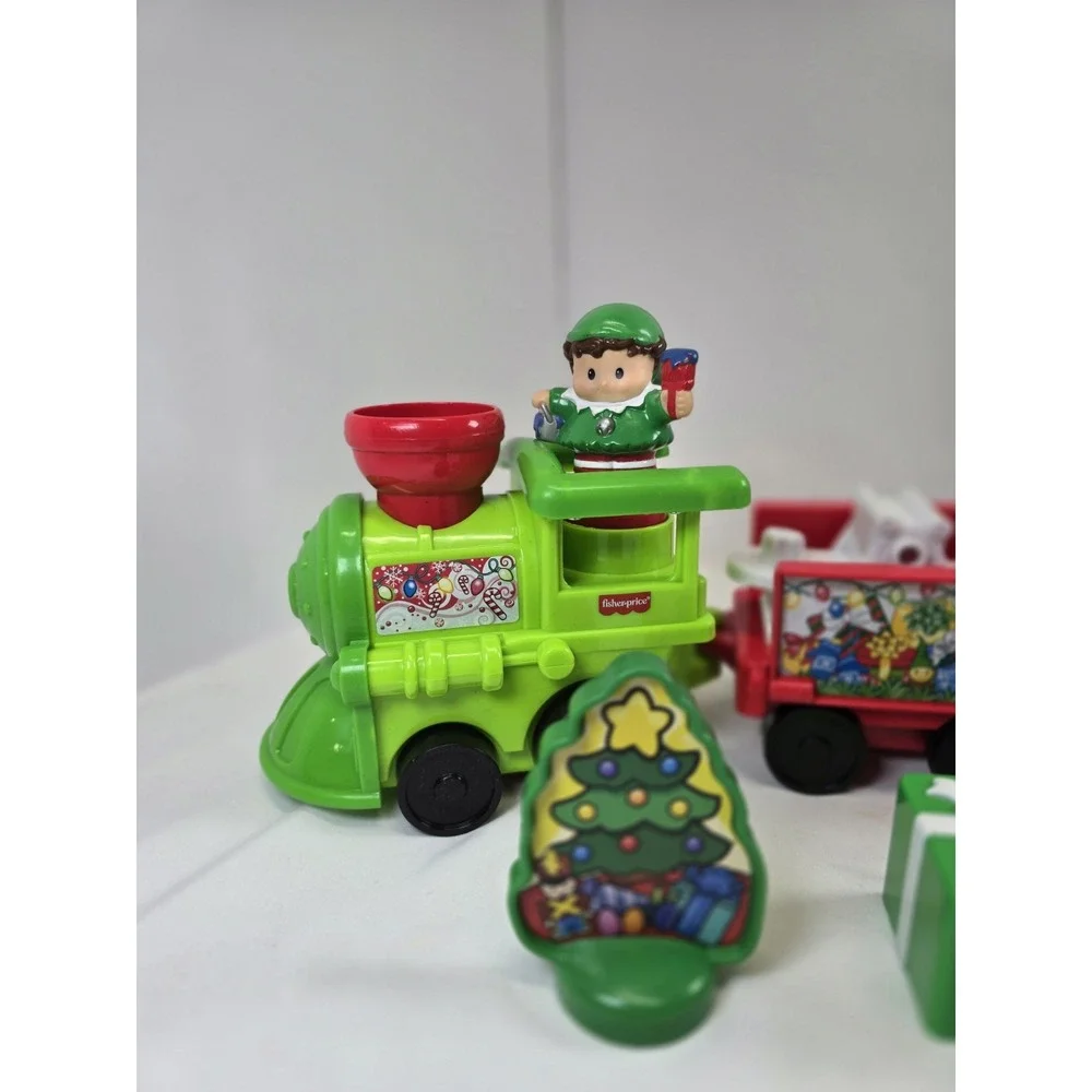 Fisher Price Little People Christmas Train Holiday Express Elf Tree Sound Works